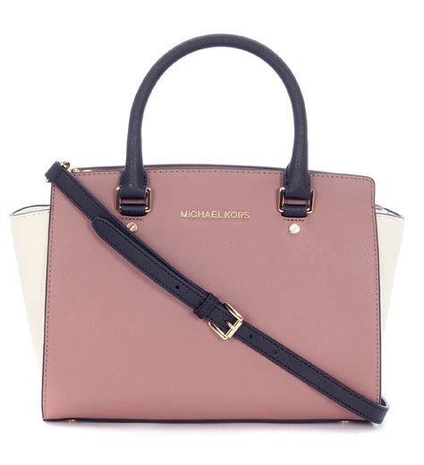 michael kors pink and black selma bag